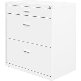 NuSparc Pencil Drawer Lateral File - 30" x 17.6" x 31.7" - 2 x Drawer(s) for File, Pencil - Letter - Lateral - Interlocking, Anti-tip, Ball Bearing Slide, Ball-bearing Suspension, Removable Lock, Durable, Nonporous Surface, Adjustable Leveler - White