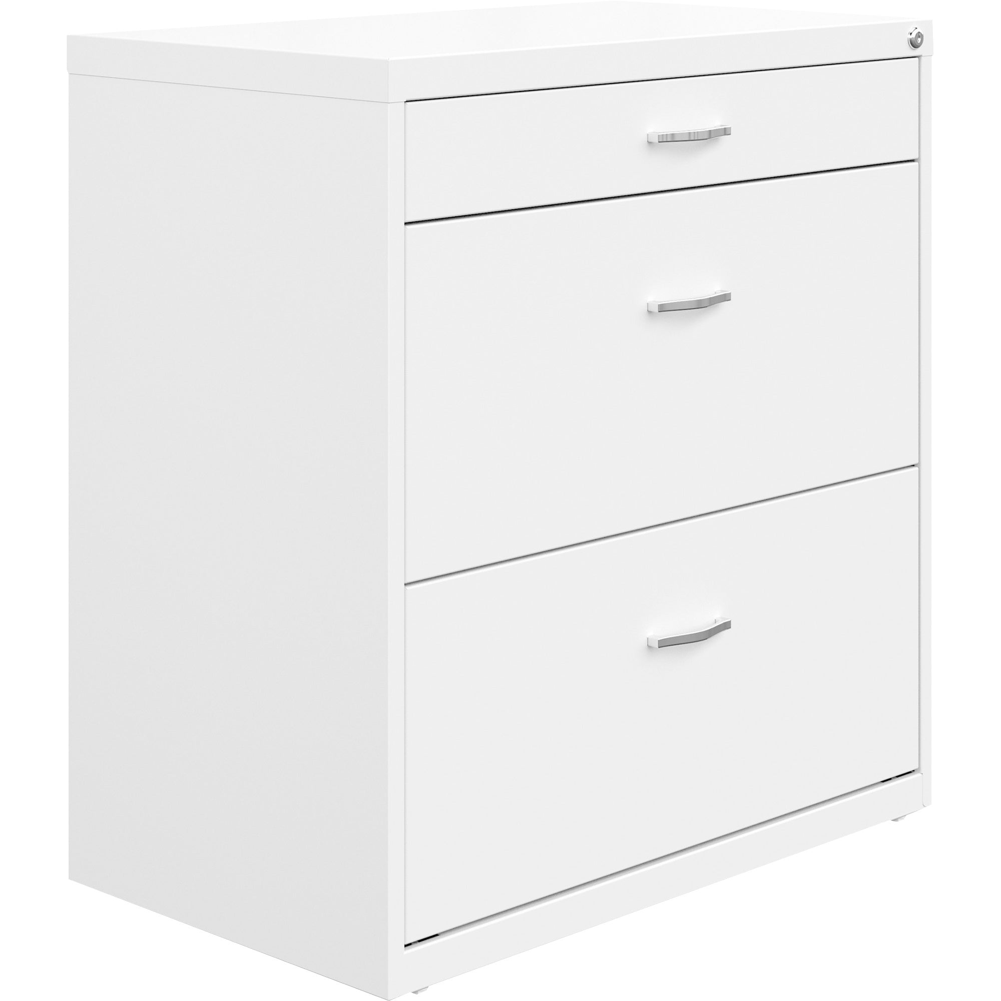 NuSparc Pencil Drawer Lateral File - 30" x 17.6" x 31.7" - 2 x Drawer(s) for File, Pencil - Letter - Lateral - Interlocking, Anti-tip, Ball Bearing Slide, Ball-bearing Suspension, Removable Lock, Durable, Nonporous Surface, Adjustable Leveler - White