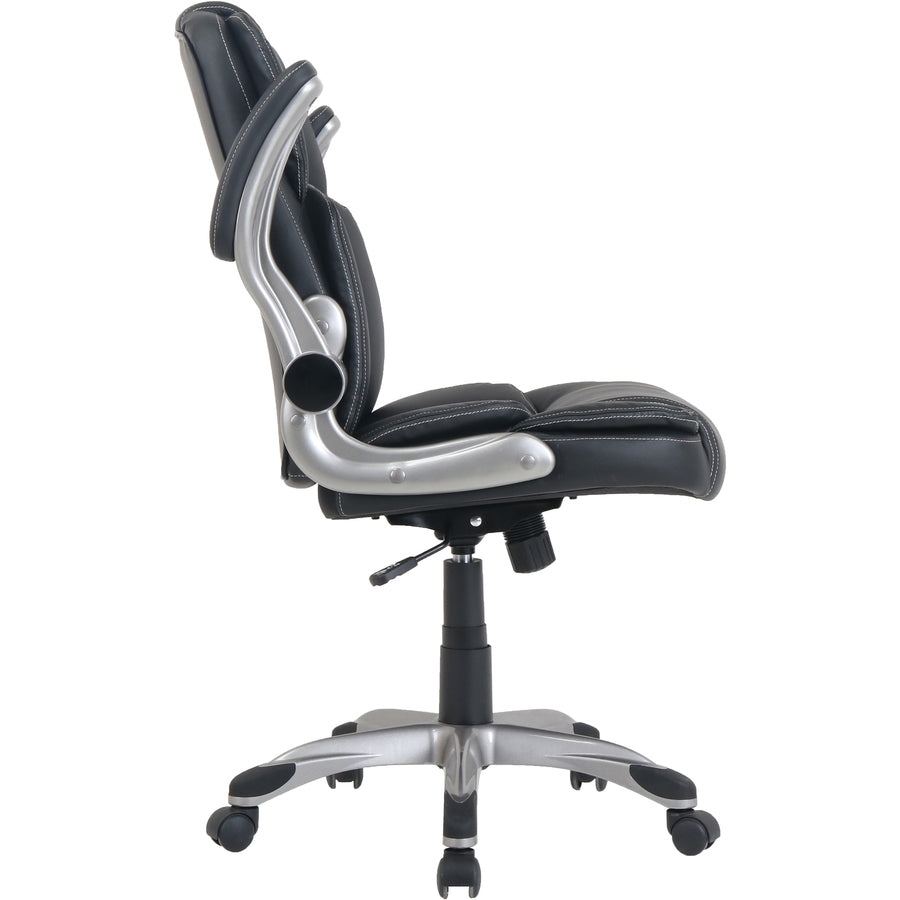 NuSparc Leather Rolling Chair - Mid Back - 5-star Base - Black - Bonded Leather - Armrest - 1 Each - 7