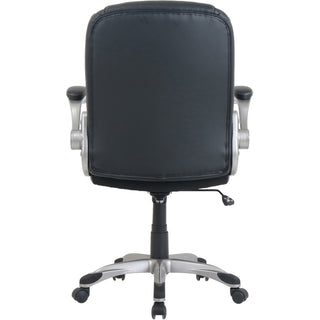 NuSparc Leather Rolling Chair - Mid Back - 5-star Base - Black - Bonded Leather - Armrest - 1 Each - 5