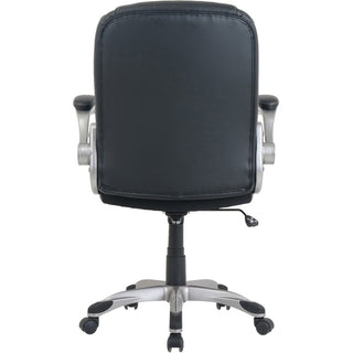 NuSparc Leather Rolling Chair - Mid Back - 5-star Base - Black - Bonded Leather - Armrest - 1 Each