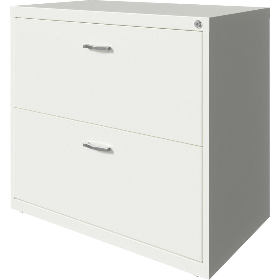 NuSparc 2-Drawer Lateral File - 30" x 17.6" x 27.7" - 2 x Drawer(s) for File - Letter - Lateral - Interlocking, Anti-tip, Ball Bearing Slide, Ball-bearing Suspension, Removable Lock, Leveling Glide, Adjustable Glide, Durable, Nonporous Surface - Whit