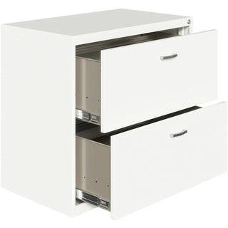 NuSparc 2-Drawer Lateral File - 30" x 17.6" x 27.7" - 2 x Drawer(s) for File - Letter - Lateral - Interlocking, Anti-tip, Ball Bearing Slide, Ball-bearing Suspension, Removable Lock, Leveling Glide, Adjustable Glide, Durable, Nonporous Surface - Whit