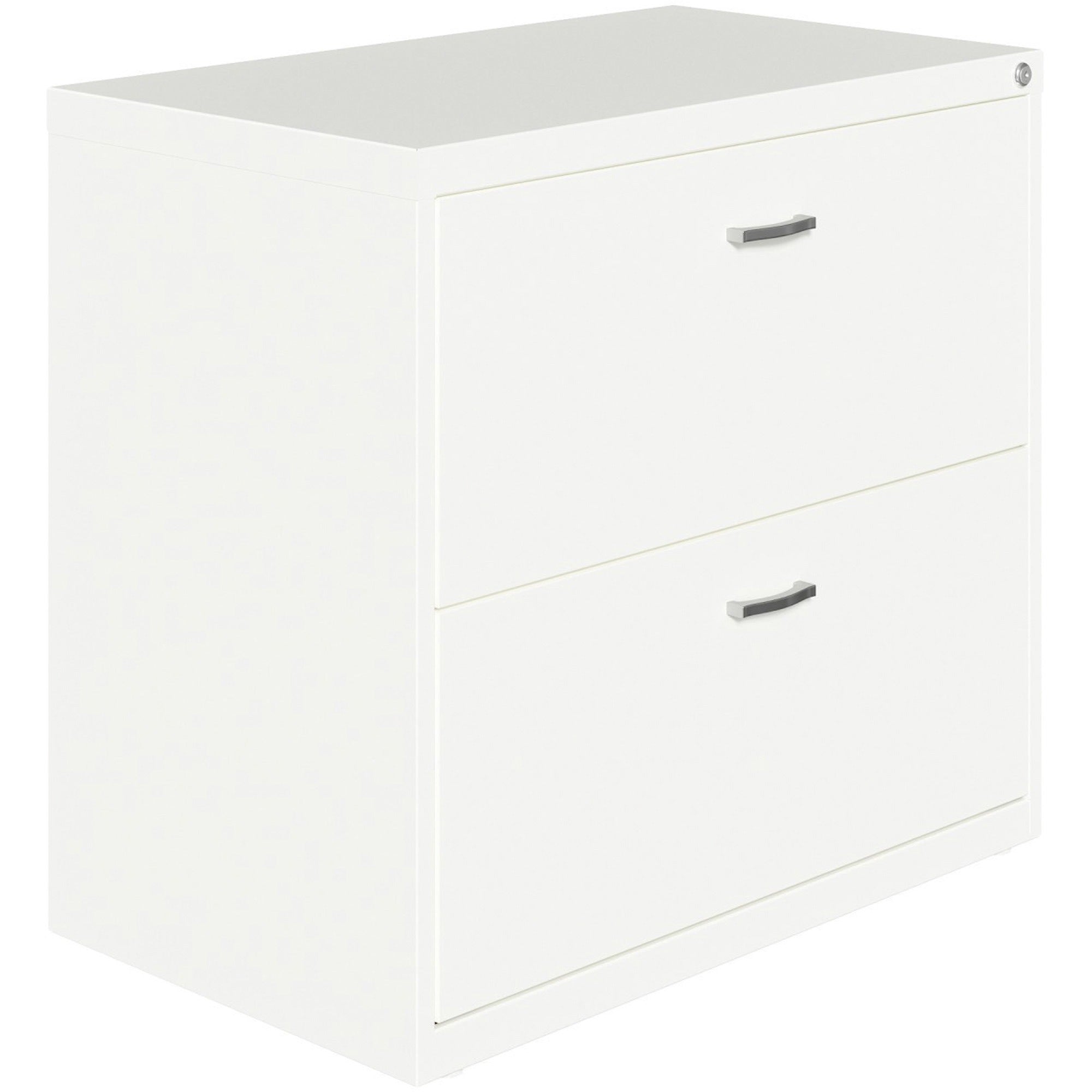 NuSparc 2-Drawer Lateral File - 30" x 17.6" x 27.7" - 2 x Drawer(s) for File - Letter - Lateral - Interlocking, Anti-tip, Ball Bearing Slide, Ball-bearing Suspension, Removable Lock, Leveling Glide, Adjustable Glide, Durable, Nonporous Surface - Whit