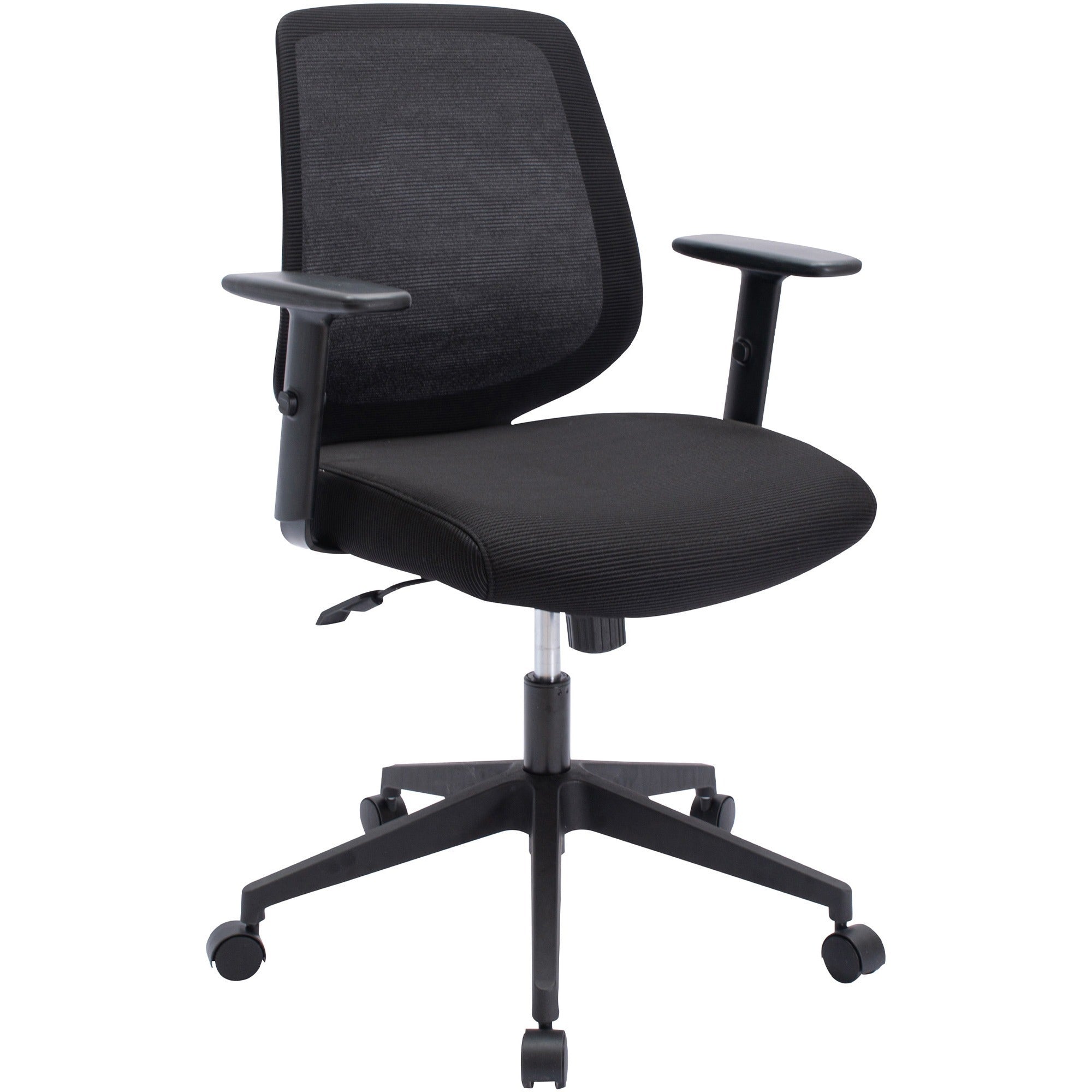 NuSparc Mid-Back Task Chair - Fabric Back - Mid Back - 5-star Base - Black - Armrest - 1 Each - 1