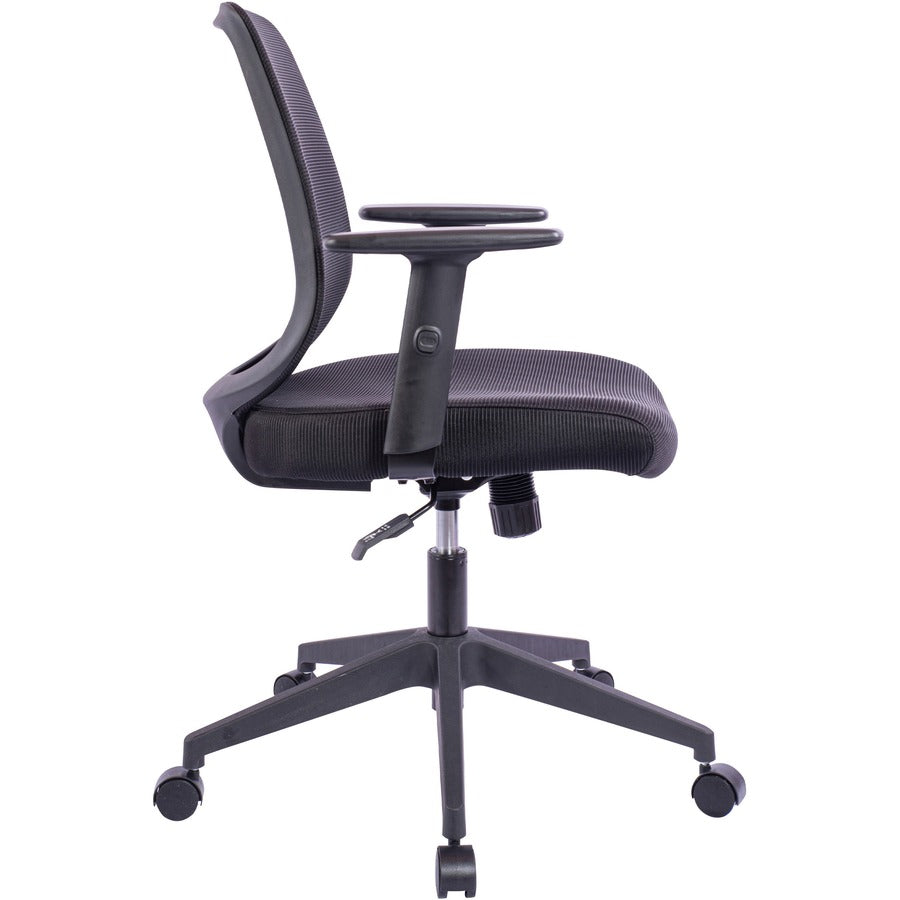 NuSparc Mid-Back Task Chair - Fabric Back - Mid Back - 5-star Base - Black - Armrest - 1 Each