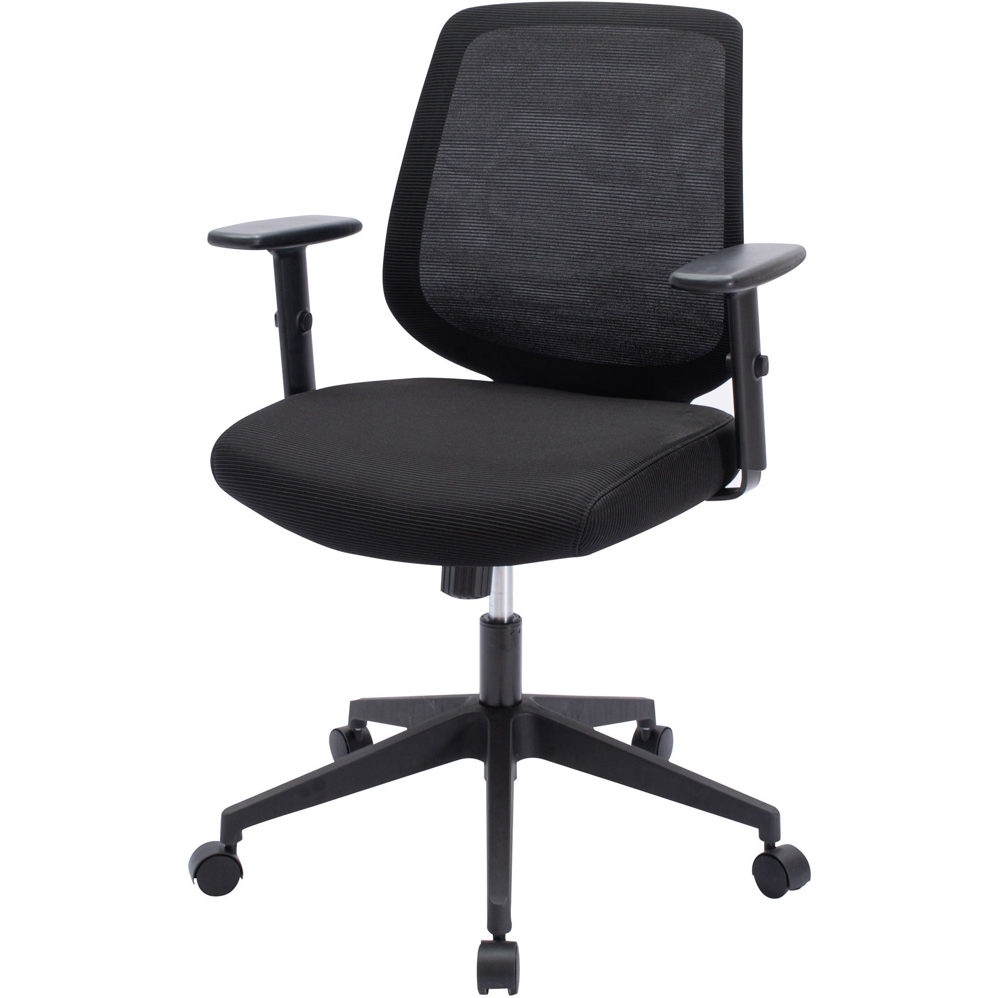 NuSparc Mid-Back Task Chair - Fabric Back - Mid Back - 5-star Base - Black - Armrest - 1 Each - 4