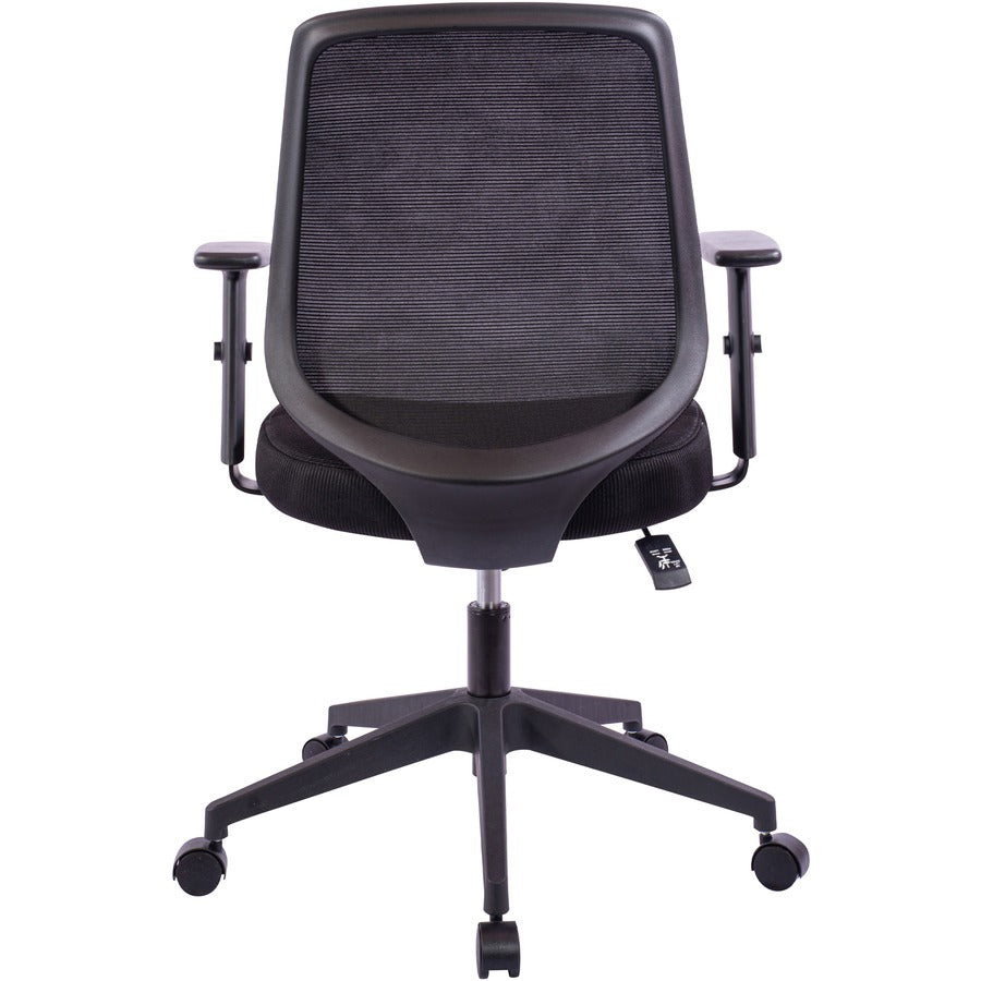 NuSparc Mid-Back Task Chair - Fabric Back - Mid Back - 5-star Base - Black - Armrest - 1 Each