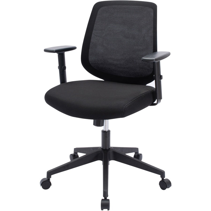 NuSparc Mid-Back Task Chair - Fabric Back - Mid Back - 5-star Base - Black - Armrest - 1 Each