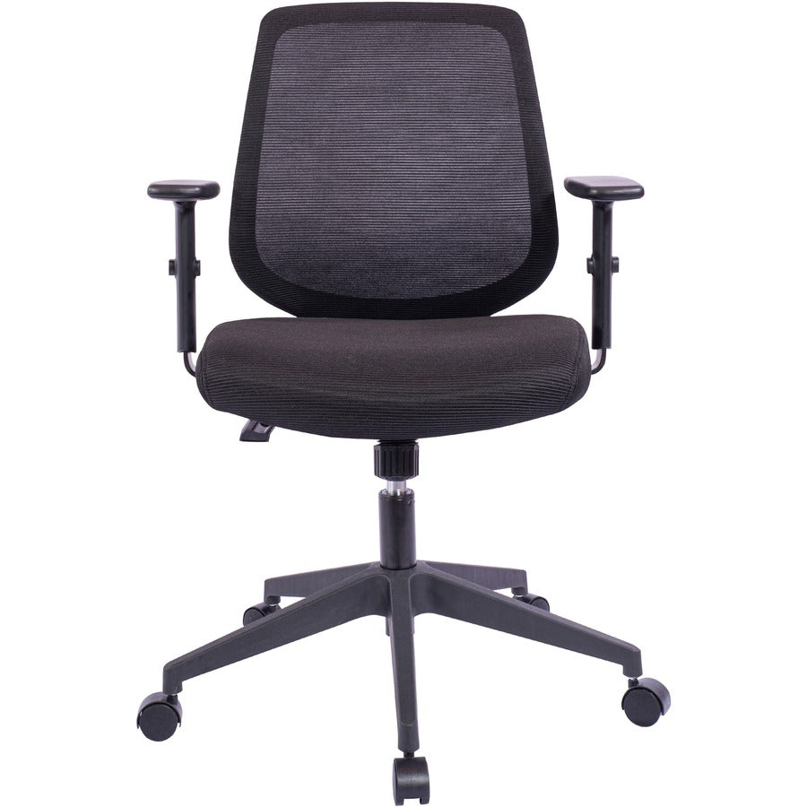 NuSparc Mid-Back Task Chair - Fabric Back - Mid Back - 5-star Base - Black - Armrest - 1 Each