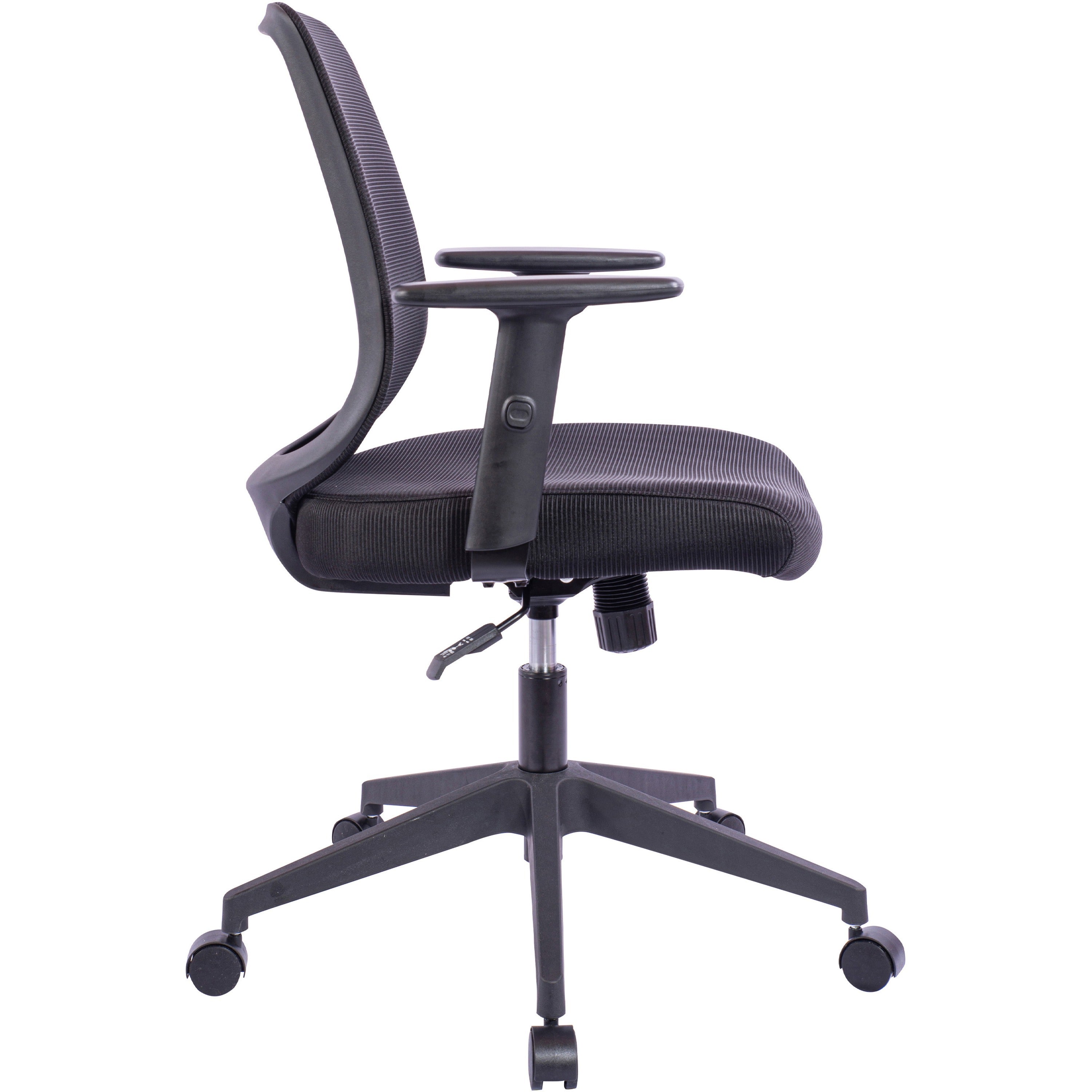 NuSparc Mid-Back Task Chair - Fabric Back - Mid Back - 5-star Base - Black - Armrest - 1 Each - 6