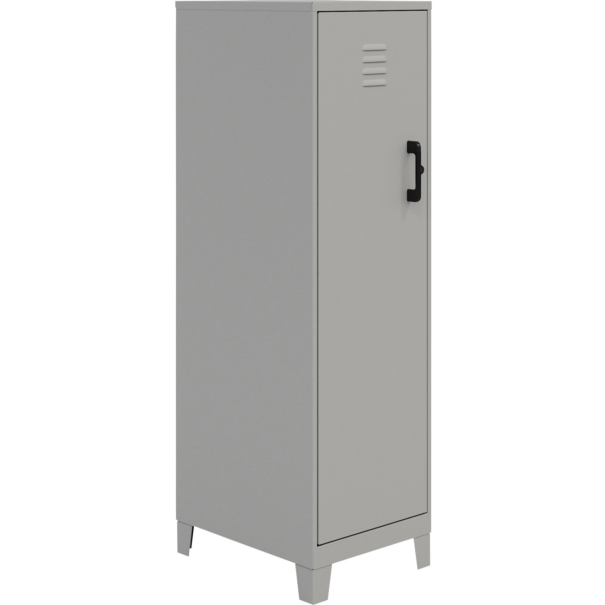NuSparc Personal Locker - 4 Shelve(s) - for Office, Home, Sport Equipments, Toy, Game, Classroom, Playroom, Basement, Garage - Overall Size 53.3" x 14.2" x 18" - Silver - Steel - TAA Compliant