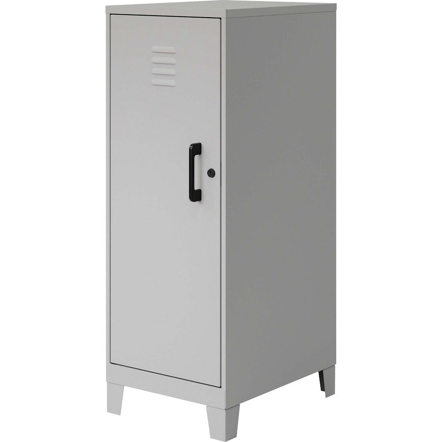 NuSparc Personal Locker - 3 Shelve(s) - for Office, Home, Sport Equipments, Toy, Game, Classroom, Playroom, Basement, Garage - Overall Size 42.5" x 14.2" x 18" - Silver - Steel - TAA Compliant