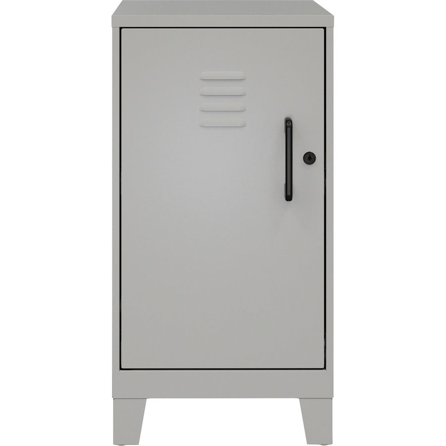 NuSparc Personal Locker - 2 Shelve(s) - for Office, Home, Sport Equipments, Toy, Game, Classroom, Playroom, Basement, Garage - Overall Size 27.5" x 14.2" x 18" - Silver - Steel - TAA Compliant