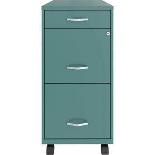 NuSparc Mobile File Cabinet - 14.2" x 18" x 29.5" - 3 x Drawer(s) for File, Box - Letter - Mobility, Locking Drawer, Glide Suspension, 3/4 Drawer Extension, Cam Lock, Nonporous Surface - Teal - Painted Steel - Recycled