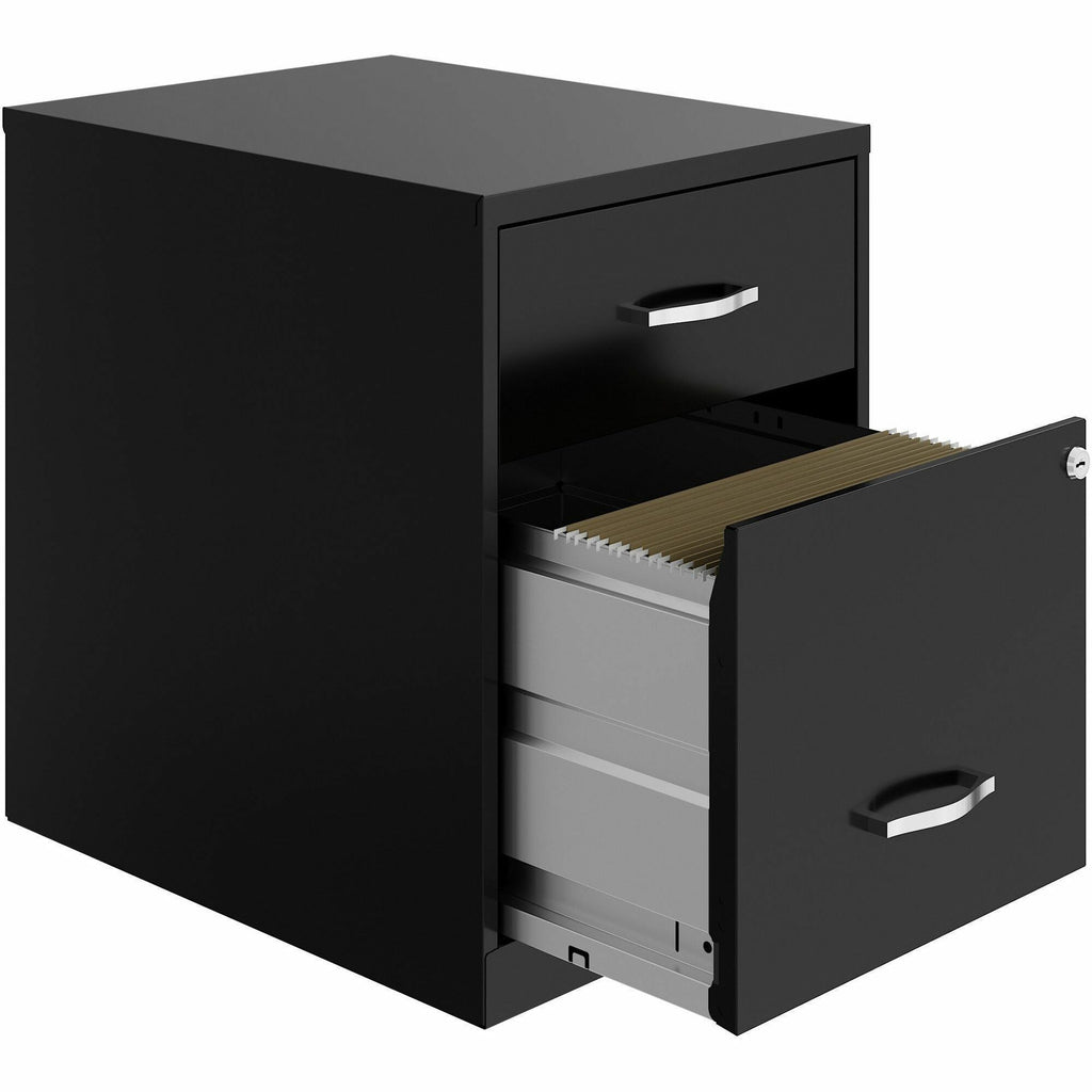 NuSparc File Cabinet - 14.2" x 18" x 19" - 2 x Drawer(s) for Box, File - Letter - Vertical - Locking Drawer, Glide Suspension, Nonporous Surface - Black - Baked Enamel - Steel