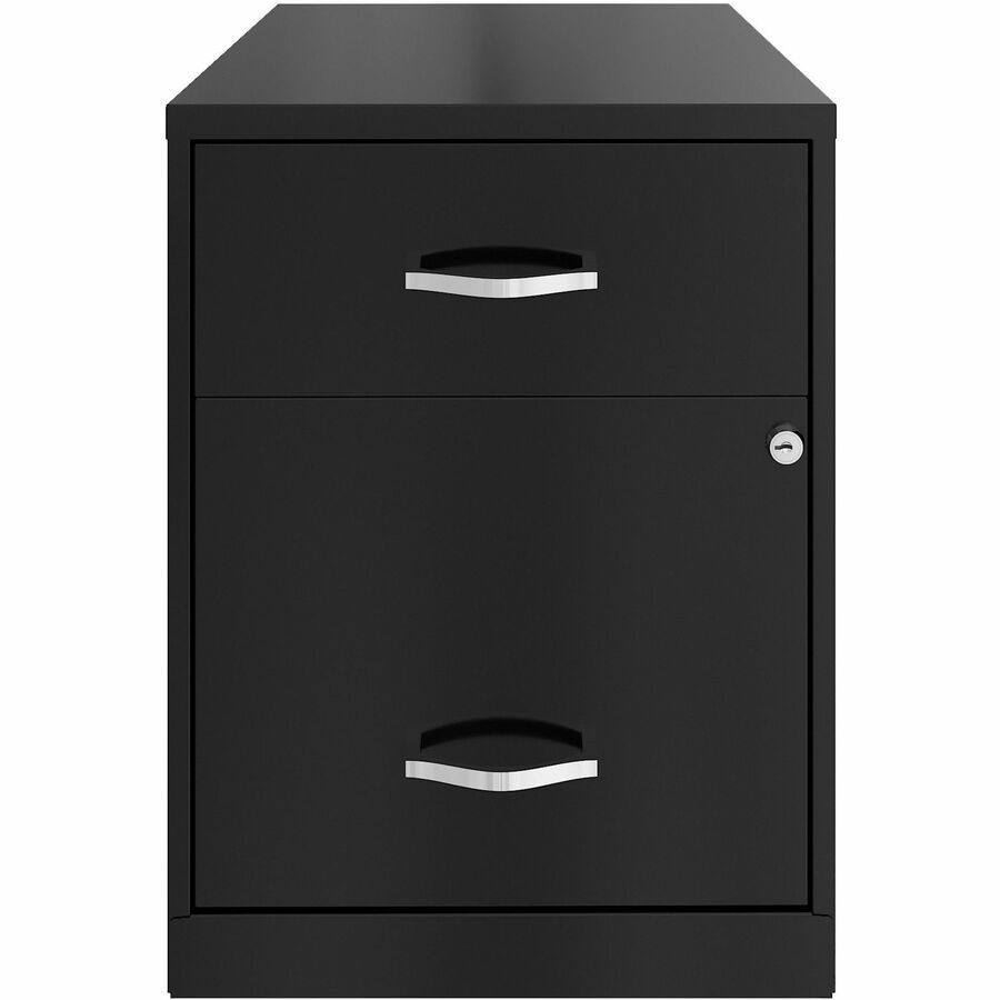 NuSparc File Cabinet - 14.2" x 18" x 19" - 2 x Drawer(s) for Box, File - Letter - Vertical - Locking Drawer, Glide Suspension, Nonporous Surface - Black - Baked Enamel - Steel