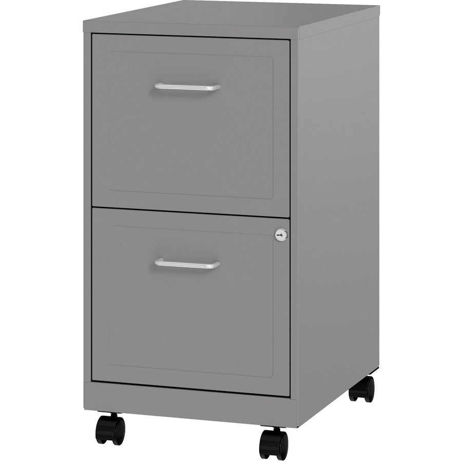 NuSparc Mobile File Cabinet - 14.2" x 18" x 26.5" for File - Letter - Mobility, Locking Drawer, Glide Suspension, 3/4 Drawer Extension, Cam Lock, Nonporous Surface - Silver - Painted Steel, Steel - Recycled
