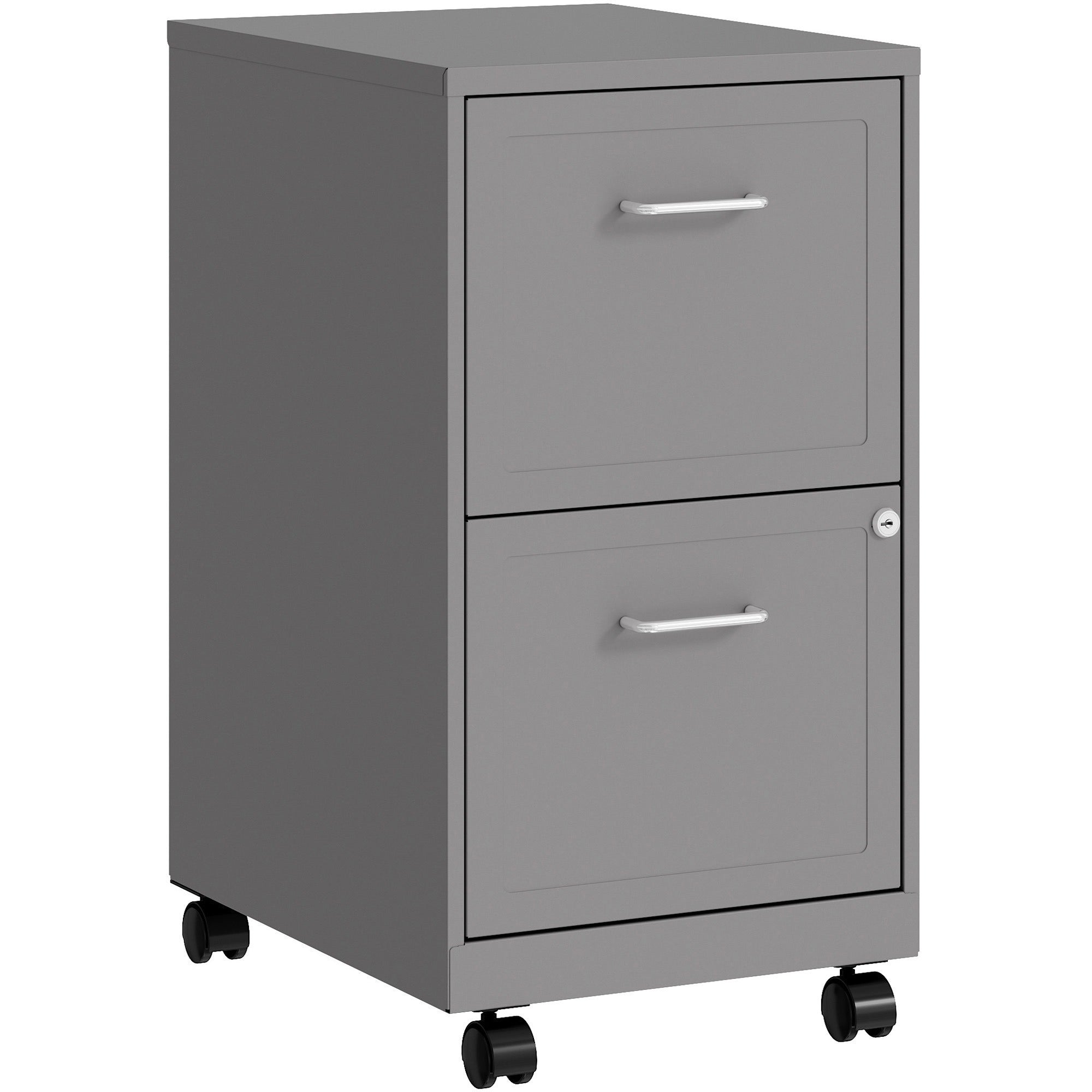 NuSparc Mobile File Cabinet - 14.2" x 18" x 26.5" for File - Letter - Mobility, Locking Drawer, Glide Suspension, 3/4 Drawer Extension, Cam Lock, Nonporous Surface - Silver - Painted Steel, Steel - Recycled