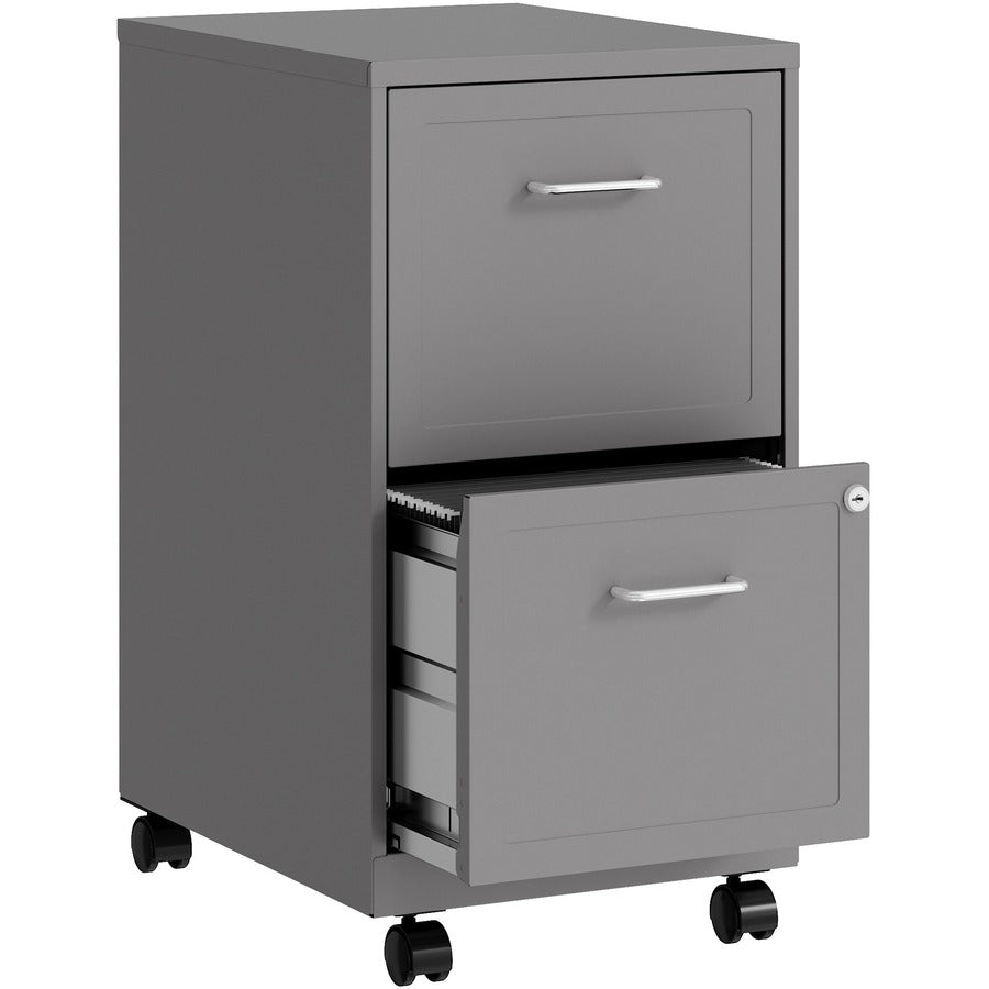 NuSparc Mobile File Cabinet - 14.2" x 18" x 26.5" for File - Letter - Mobility, Locking Drawer, Glide Suspension, 3/4 Drawer Extension, Cam Lock, Nonporous Surface - Silver - Painted Steel, Steel - Recycled