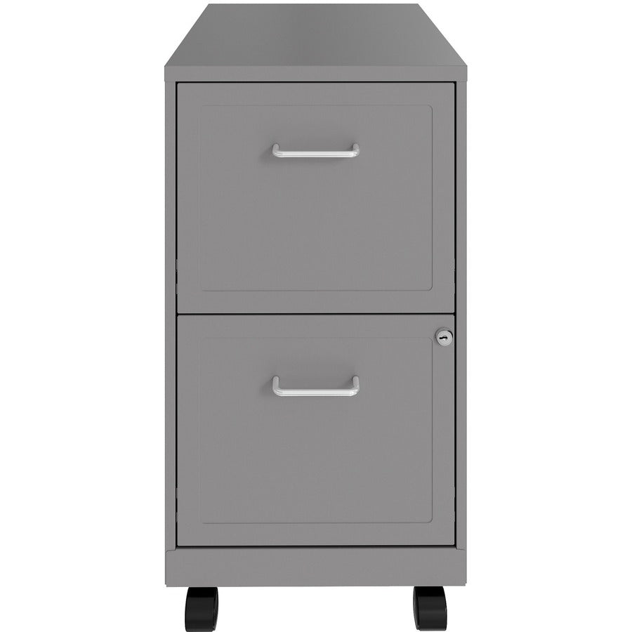 NuSparc Mobile File Cabinet - 14.2" x 18" x 26.5" for File - Letter - Mobility, Locking Drawer, Glide Suspension, 3/4 Drawer Extension, Cam Lock, Nonporous Surface - Silver - Painted Steel, Steel - Recycled
