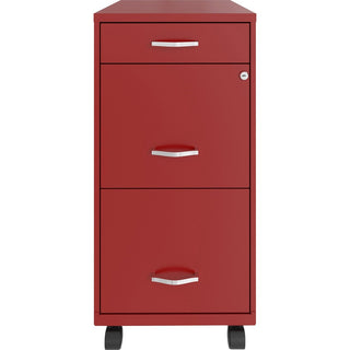 NuSparc Mobile File Cabinet - 14.2" x 18" x 29.5" - 3 x Drawer(s) for File, Box - Letter - Mobility, Locking Drawer, Glide Suspension, 3/4 Drawer Extension, Cam Lock, Nonporous Surface - Red - Painted Steel - Recycled
