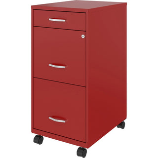 NuSparc Mobile File Cabinet - 14.2" x 18" x 29.5" - 3 x Drawer(s) for File, Box - Letter - Mobility, Locking Drawer, Glide Suspension, 3/4 Drawer Extension, Cam Lock, Nonporous Surface - Red - Painted Steel - Recycled