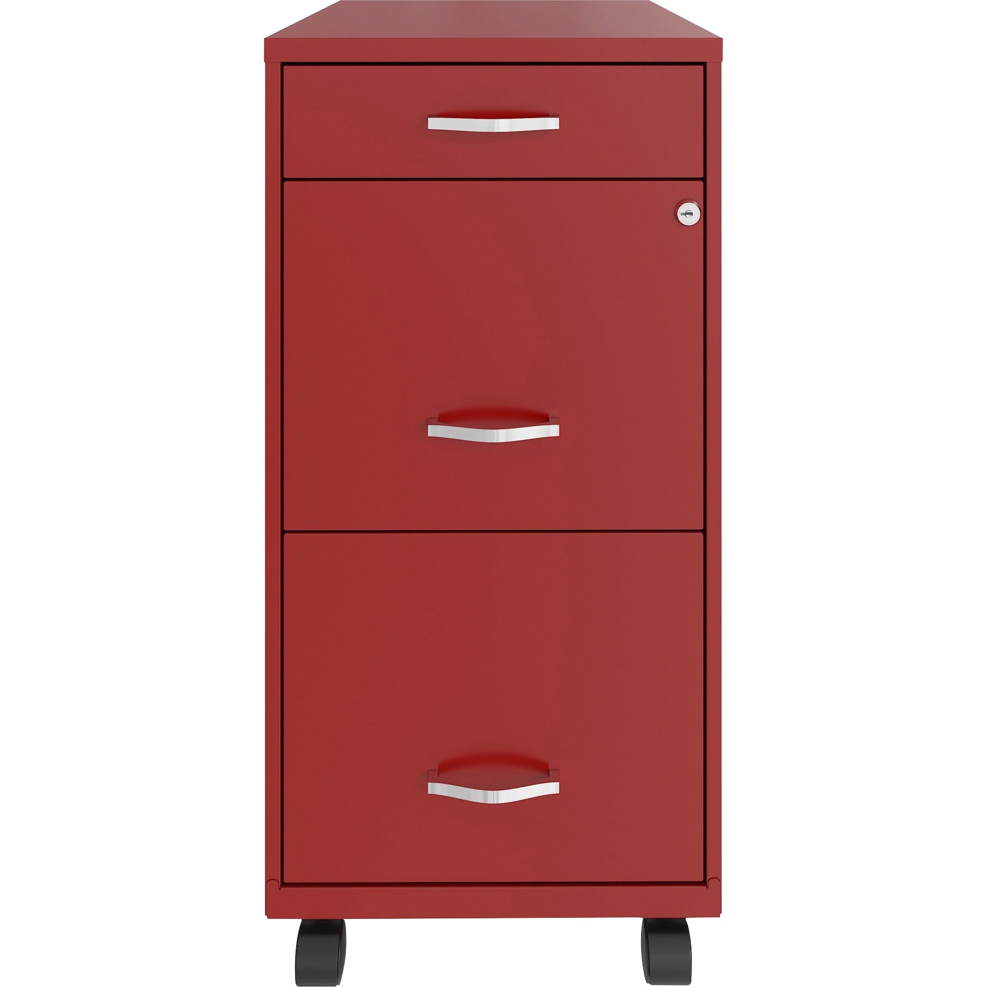 nusparc-mobile-file-cabinet-142-x-18-x-295-3-x-drawers-for-file-box-letter-mobility-locking-drawer-glide-suspension-3-4-drawer-extension-cam-lock-nonporous-surface-red-painted-steel-recycled_nprvf318bmrd - 2