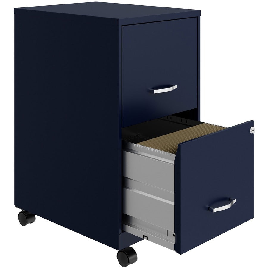 NuSparc Mobile File Cabinet - 14.2" x 18" x 26.5" for File - Letter - Mobility, Locking Drawer, Glide Suspension, 3/4 Drawer Extension, Cam Lock, Nonporous Surface - Blue - Painted Steel, Steel - Recycled - Assembly Required