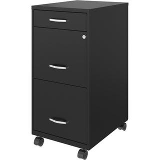 NuSparc Mobile File Cabinet - 14.2" x 18" x 29.5" - 3 x Drawer(s) for File, Box - Letter - Mobility, Locking Drawer, Glide Suspension, 3/4 Drawer Extension, Cam Lock, Nonporous Surface - Black - Painted Steel - Recycled