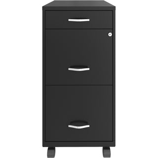 NuSparc Mobile File Cabinet - 14.2" x 18" x 29.5" - 3 x Drawer(s) for File, Box - Letter - Mobility, Locking Drawer, Glide Suspension, 3/4 Drawer Extension, Cam Lock, Nonporous Surface - Black - Painted Steel - Recycled