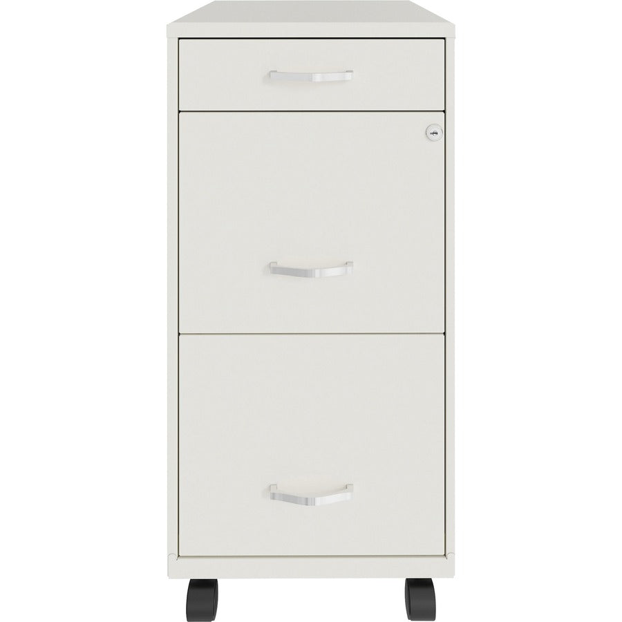 NuSparc Mobile File Cabinet - 14.2" x 18" x 29.5" - 3 x Drawer(s) for File, Box - Letter - Mobility, Locking Drawer, Glide Suspension, 3/4 Drawer Extension, Cam Lock, Nonporous Surface - White - Painted Steel - Recycled