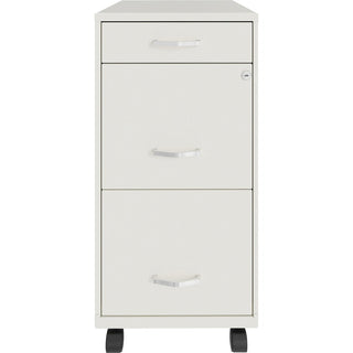 NuSparc Mobile File Cabinet - 14.2" x 18" x 29.5" - 3 x Drawer(s) for File, Box - Letter - Mobility, Locking Drawer, Glide Suspension, 3/4 Drawer Extension, Cam Lock, Nonporous Surface - White - Painted Steel - Recycled