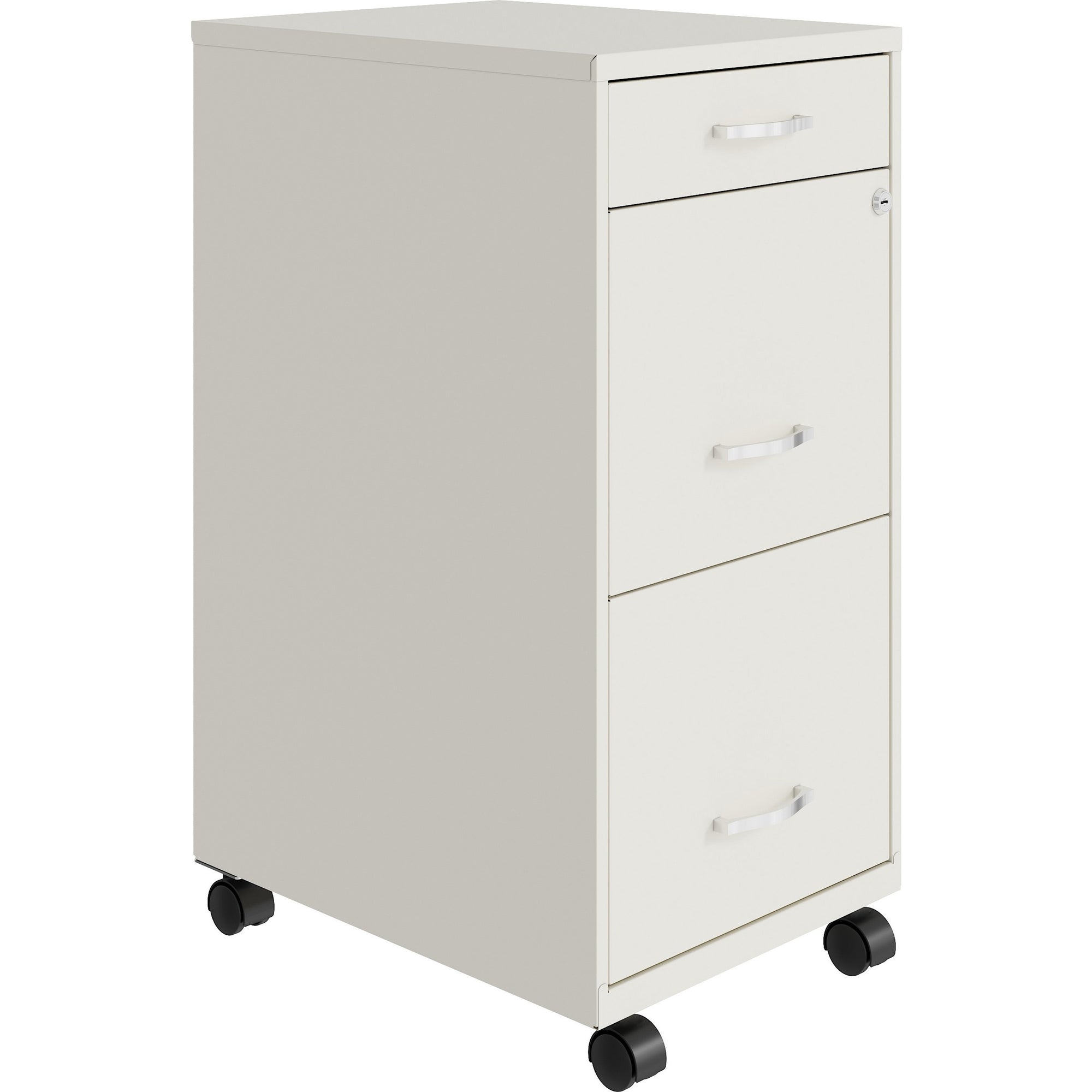 NuSparc Mobile File Cabinet - 14.2" x 18" x 29.5" - 3 x Drawer(s) for File, Box - Letter - Mobility, Locking Drawer, Glide Suspension, 3/4 Drawer Extension, Cam Lock, Nonporous Surface - White - Painted Steel - Recycled