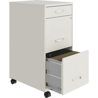 NuSparc Mobile File Cabinet - 14.2" x 18" x 29.5" - 3 x Drawer(s) for File, Box - Letter - Mobility, Locking Drawer, Glide Suspension, 3/4 Drawer Extension, Cam Lock, Nonporous Surface - White - Painted Steel - Recycled