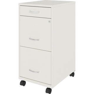 NuSparc Mobile File Cabinet - 14.2" x 18" x 29.5" - 3 x Drawer(s) for File, Box - Letter - Mobility, Locking Drawer, Glide Suspension, 3/4 Drawer Extension, Cam Lock, Nonporous Surface - White - Painted Steel - Recycled
