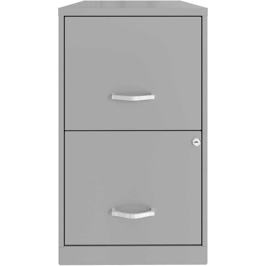 NuSparc File Cabinet - 14.2" x 18" x 24.5" - 2 x Drawer(s) for File - Letter - Vertical - Locking Drawer, Glide Suspension, Nonporous Surface - Silver - Baked Enamel - Steel - Recycled