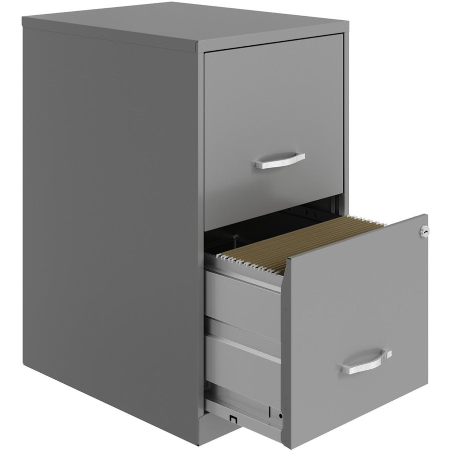 NuSparc File Cabinet - 14.2" x 18" x 24.5" - 2 x Drawer(s) for File - Letter - Vertical - Locking Drawer, Glide Suspension, Nonporous Surface - Silver - Baked Enamel - Steel - Recycled