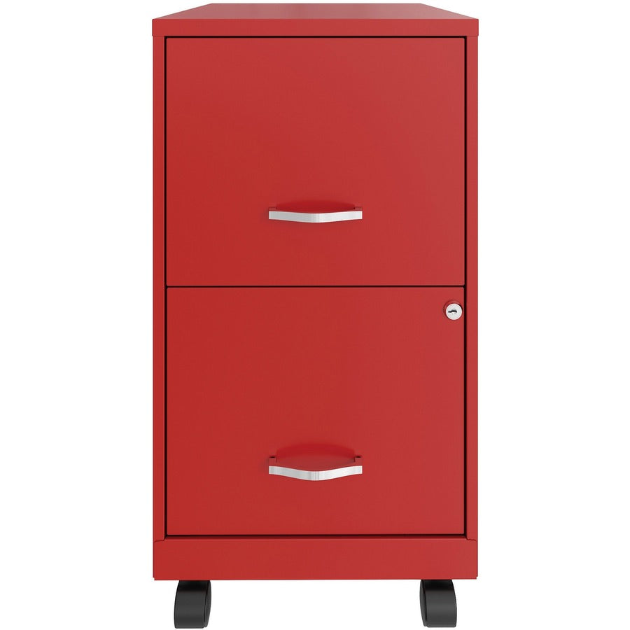 NuSparc Mobile File Cabinet - 14.2" x 18" x 26.5" for File - Letter - Mobility, Locking Drawer, Glide Suspension, 3/4 Drawer Extension, Cam Lock, Nonporous Surface - Red - Painted Steel, Steel - Recycled - Assembly Required