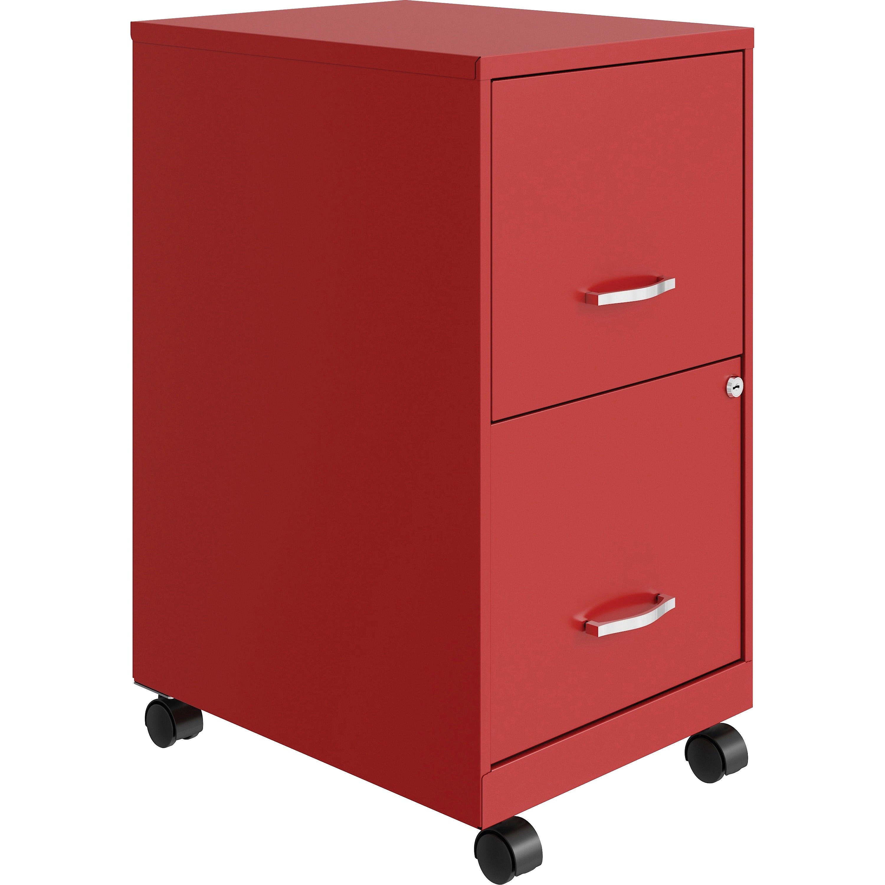 NuSparc Mobile File Cabinet - 14.2" x 18" x 26.5" for File - Letter - Mobility, Locking Drawer, Glide Suspension, 3/4 Drawer Extension, Cam Lock, Nonporous Surface - Red - Painted Steel, Steel - Recycled - Assembly Required