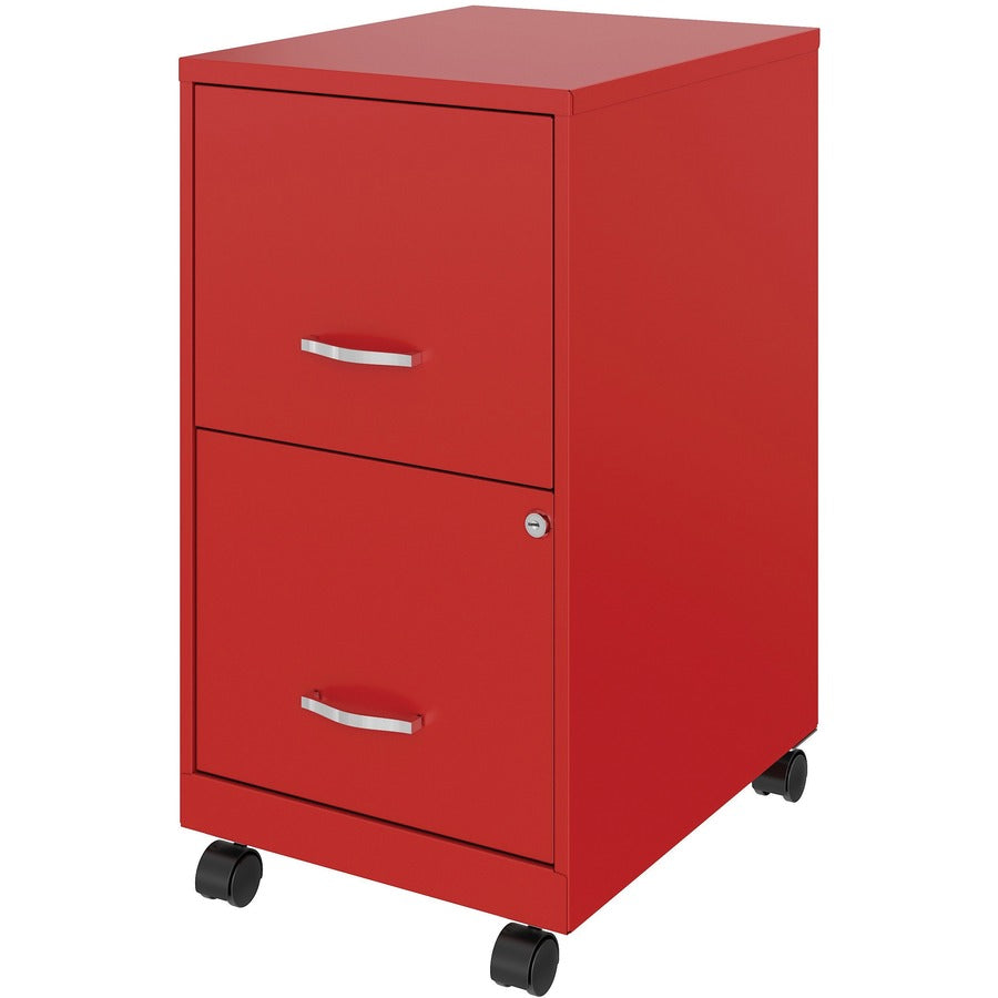 NuSparc Mobile File Cabinet - 14.2" x 18" x 26.5" for File - Letter - Mobility, Locking Drawer, Glide Suspension, 3/4 Drawer Extension, Cam Lock, Nonporous Surface - Red - Painted Steel, Steel - Recycled - Assembly Required