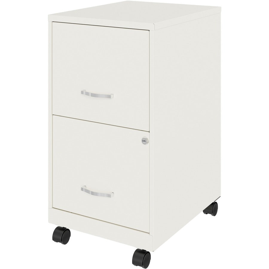 NuSparc Mobile File Cabinet - 14.2" x 18" x 26.5" for File - Letter - Mobility, Locking Drawer, Glide Suspension, 3/4 Drawer Extension, Cam Lock, Nonporous Surface - White - Painted Steel, Steel - Recycled - Assembly Required
