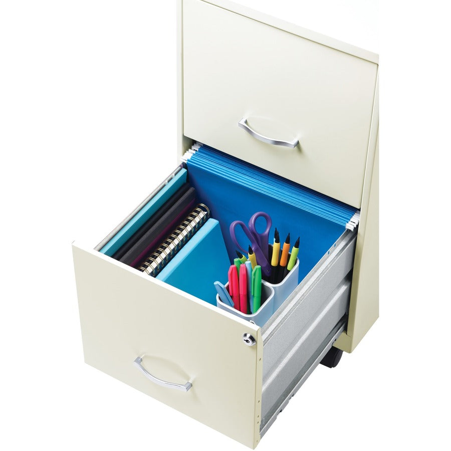 NuSparc Mobile File Cabinet - 14.2" x 18" x 26.5" for File - Letter - Mobility, Locking Drawer, Glide Suspension, 3/4 Drawer Extension, Cam Lock, Nonporous Surface - White - Painted Steel, Steel - Recycled - Assembly Required