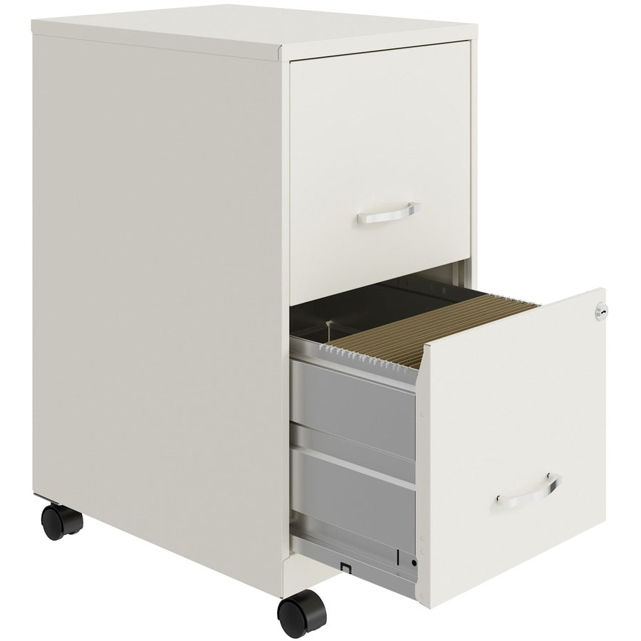 NuSparc Mobile File Cabinet - 14.2" x 18" x 26.5" for File - Letter - Mobility, Locking Drawer, Glide Suspension, 3/4 Drawer Extension, Cam Lock, Nonporous Surface - White - Painted Steel, Steel - Recycled - Assembly Required