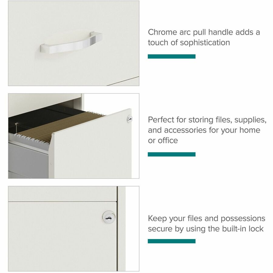NuSparc File Cabinet - 14.2" x 18" x 19" - 2 x Drawer(s) for File, Box - Letter - Vertical - Locking Drawer, Glide Suspension, Nonporous Surface - White - Baked Enamel - Steel