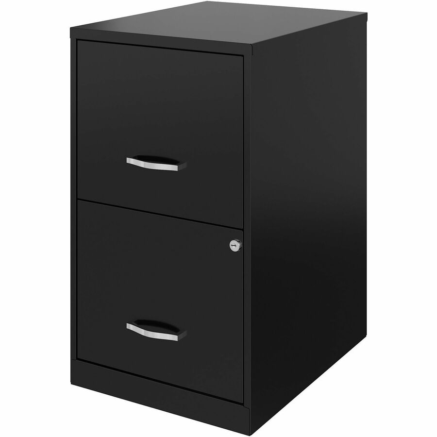 NuSparc File Cabinet - 14.2" x 18" x 24.5" - 2 x Drawer(s) for File - Letter - Vertical - Locking Drawer, Glide Suspension, Nonporous Surface - Black - Baked Enamel - Steel - Recycled