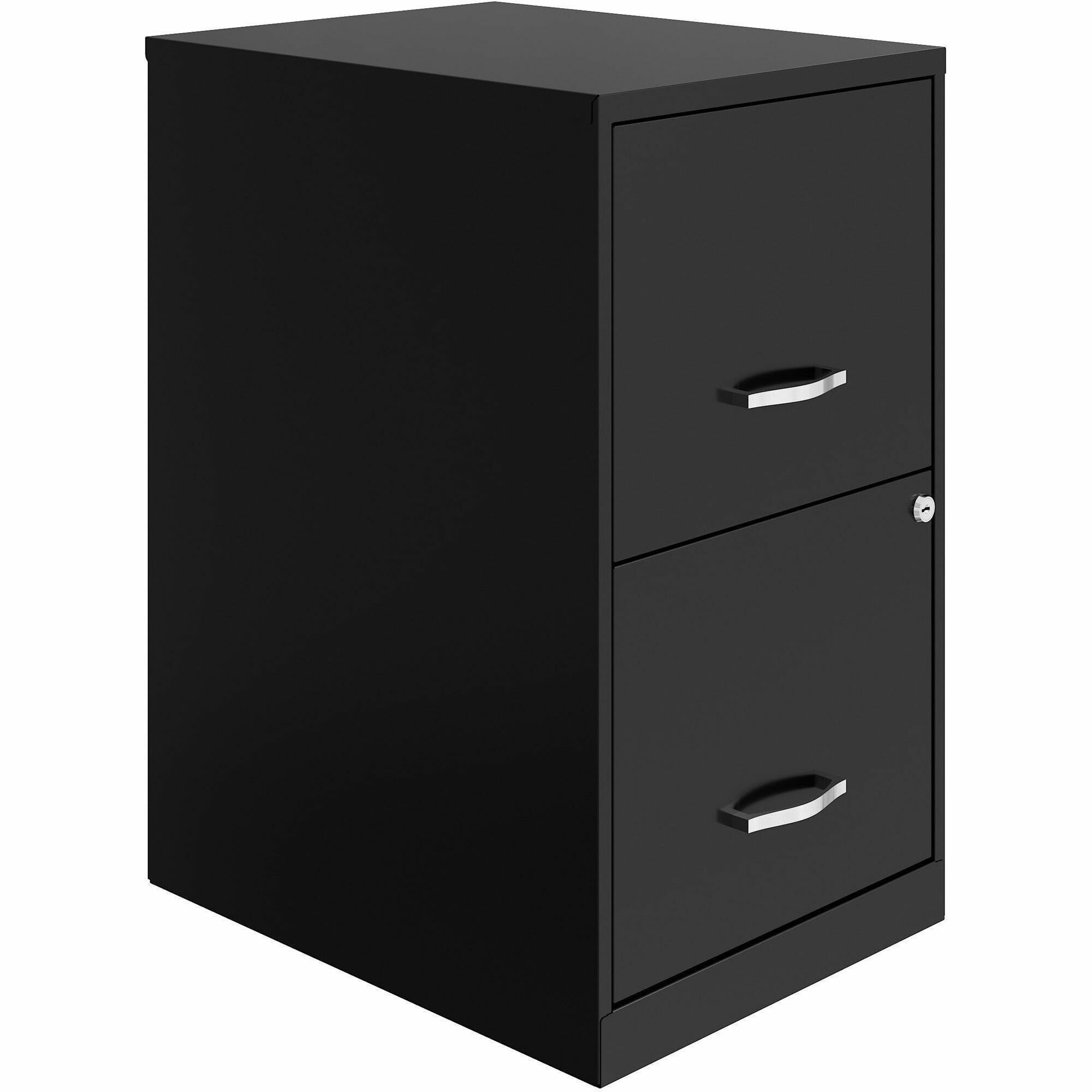 NuSparc File Cabinet - 14.2" x 18" x 24.5" - 2 x Drawer(s) for File - Letter - Vertical - Locking Drawer, Glide Suspension, Nonporous Surface - Black - Baked Enamel - Steel - Recycled
