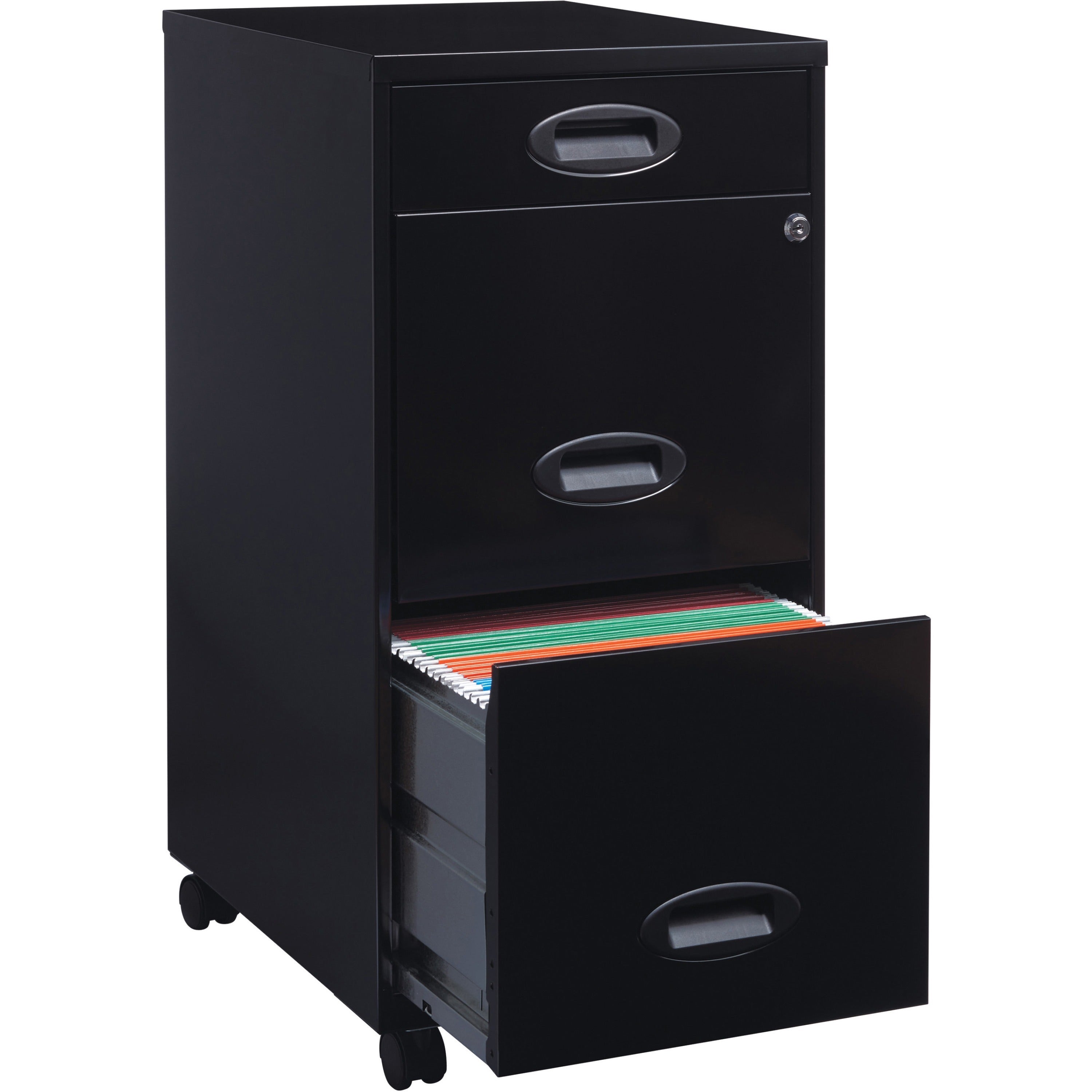 nusparc-file-cabinet-142-x-18-x-295-3-x-drawers-for-pencil-file-letter-vertical-mobility-glide-suspension-drawer-extension-anti-tip-lockable-wheels-nonporous-surface-black-painted-steel-recycled_nprvf318embk - 1