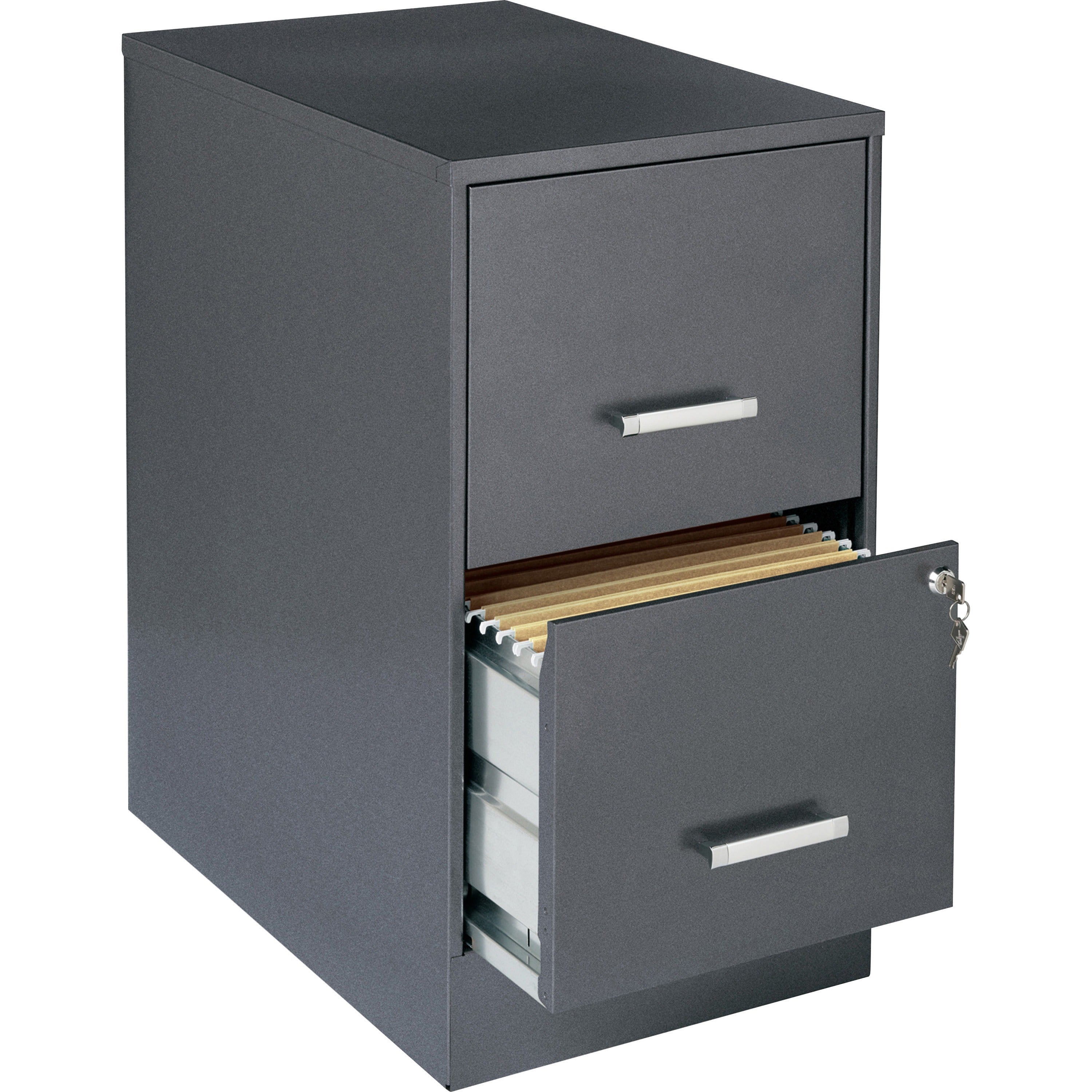 nusparc-metal-vertical-file-cabinet-142-x-22-x-266-2-x-drawers-for-file-letter-vertical-glide-suspension-3-4-drawer-extension-locking-drawer-anti-tip-metallic-charcoal-metal-recycled_nprvf222aaml - 1
