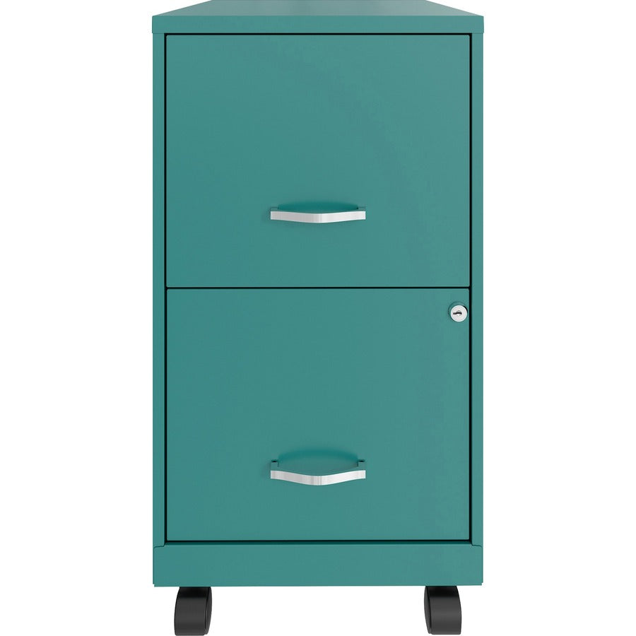 NuSparc Mobile File Cabinet - 14.2" x 18" x 26.5" for File - Letter - Mobility, Locking Drawer, Glide Suspension, 3/4 Drawer Extension, Cam Lock, Nonporous Surface - Teal - Painted Steel, Steel - Recycled